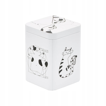 Metalowa puszka z pokrywką CAT ARTIST z motywem kota na kawę herbatę zioła przyprawy szpargały - prezent dla kobiety żony dziewczyny mamy babci niej