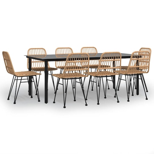 vidaXL 9-częściowy zestaw mebli ogrodowych, polirattan