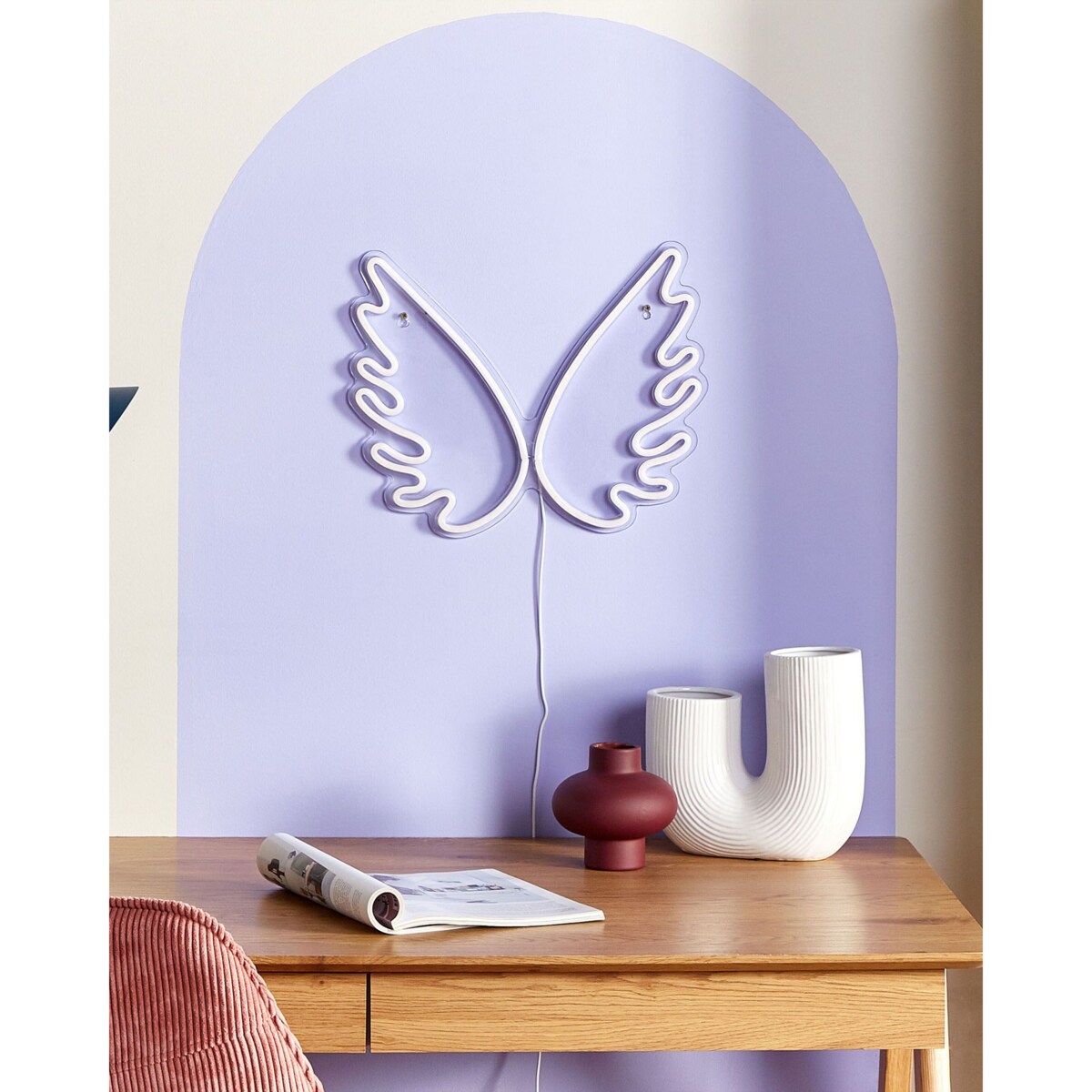 Neon ścienny LED skrzydła anioła biały GABRIEL