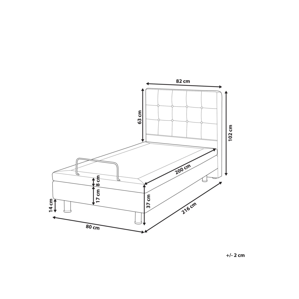 Łóżko regulowane tapicerowane 80 x 200 cm beżowe DUKE