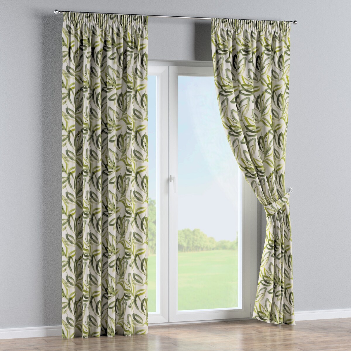 Zasłona na taśmie marszczącej 1 szt. 130x260 biało-zielony