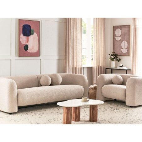 Komplet wypoczynkowy dla 4 osób LEIREN Boucle Beżowy