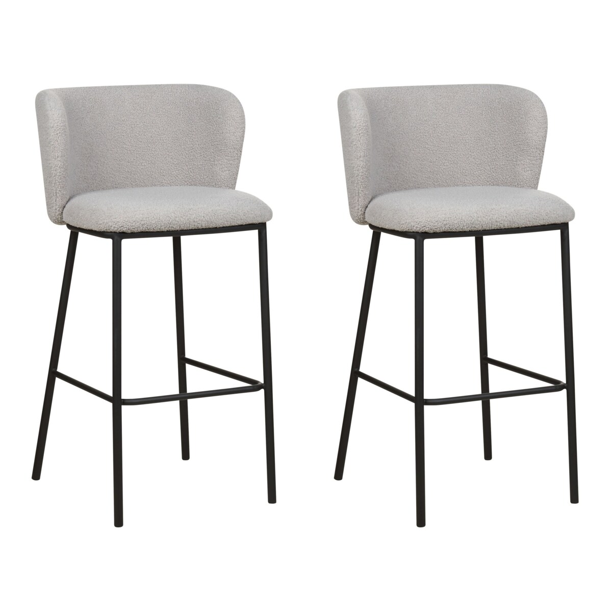 Zestaw 2 krzeseł barowych boucle szary MINA