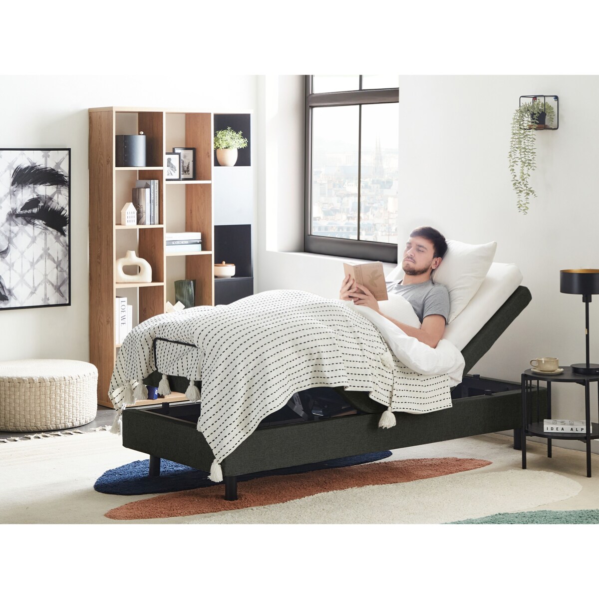 Łóżko regulowane bez zagłówka DUKE II 90 x 200 cm Ciemnoszary