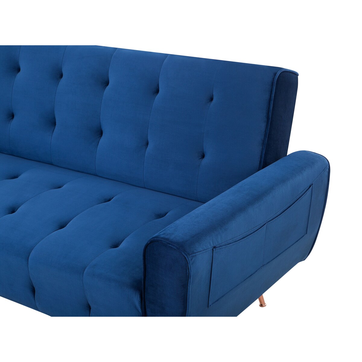 Sofa rozkładana welurowa ciemnoniebieska SELNES