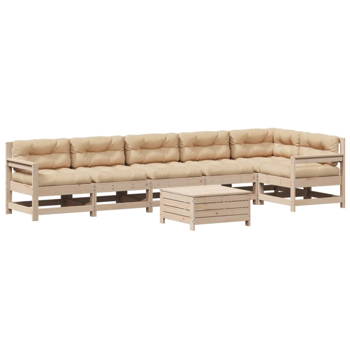 vidaXL 7-cz. zestaw mebli ogrodowych z poduszkami, lite drewno sosnowe