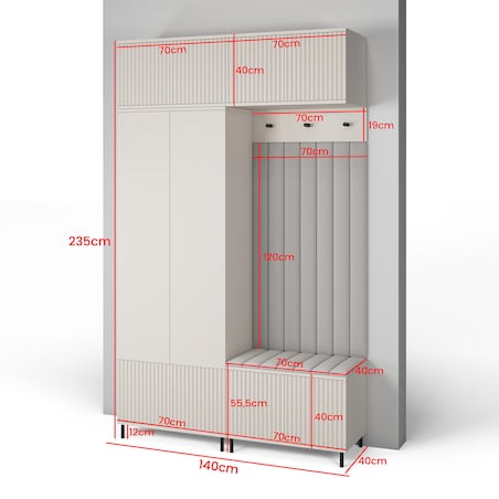 Garderoba Ritmo wersja 2 szafa frezowana Trinity 19 beż Cashmere