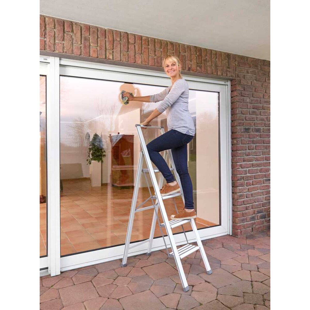 Aluminiowa drabina, 4-stopniowa, WENKO