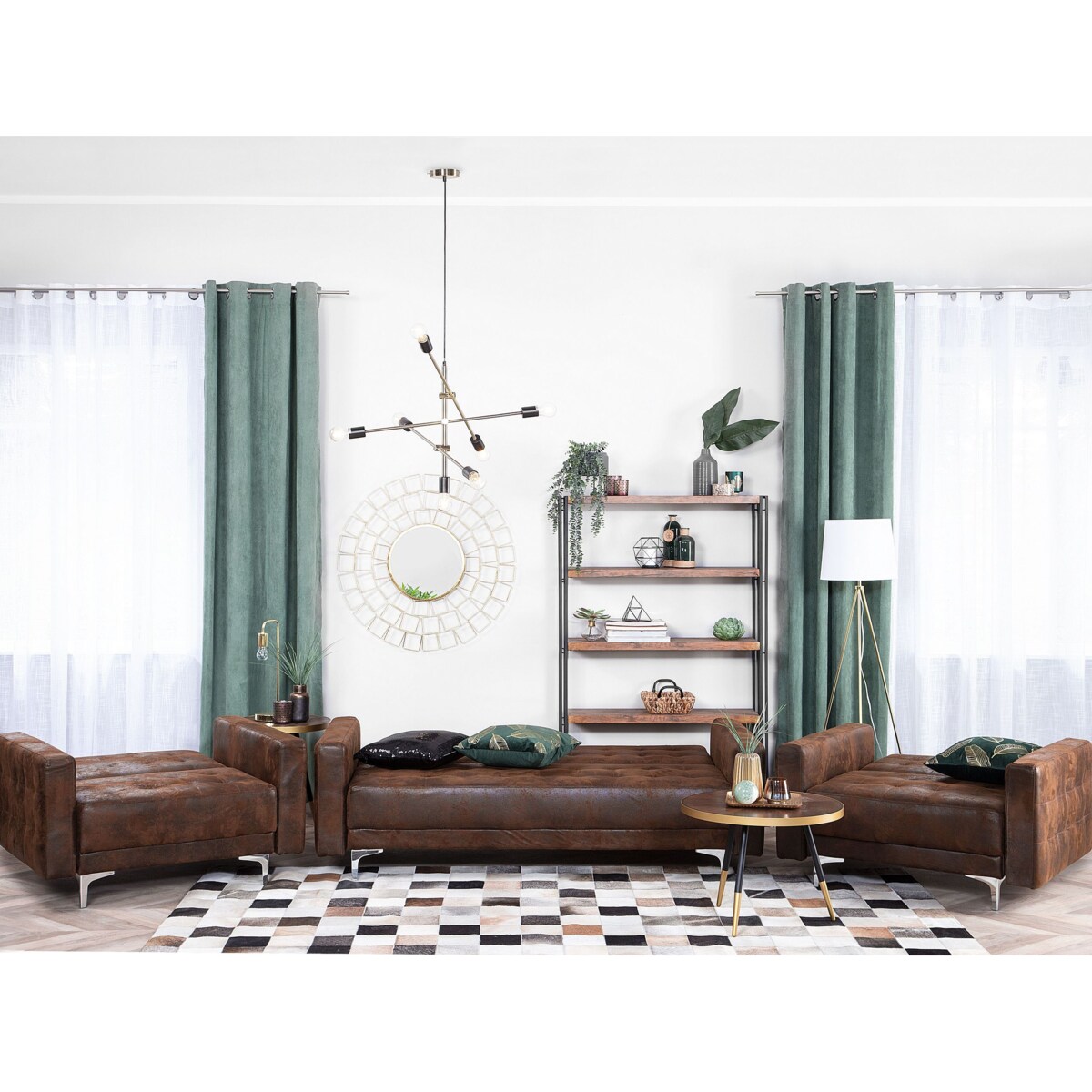 Zestaw wypoczynkowy 5-osobowy ekoskóra brązowy ABERDEEN