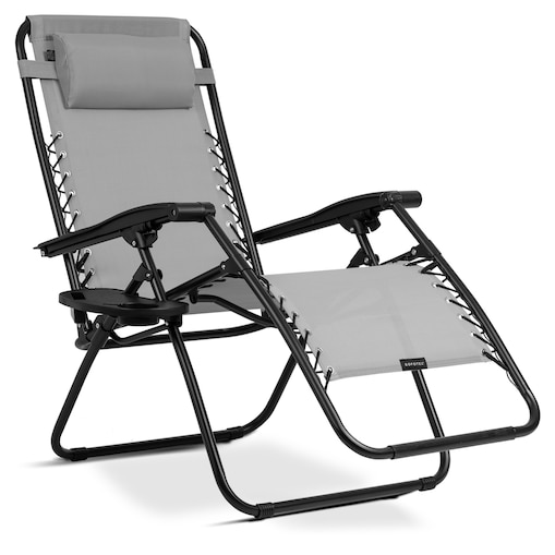 Leżak ogrodowy grawitacyjny Sofotel plażowy szary składany fotel na taras balkon