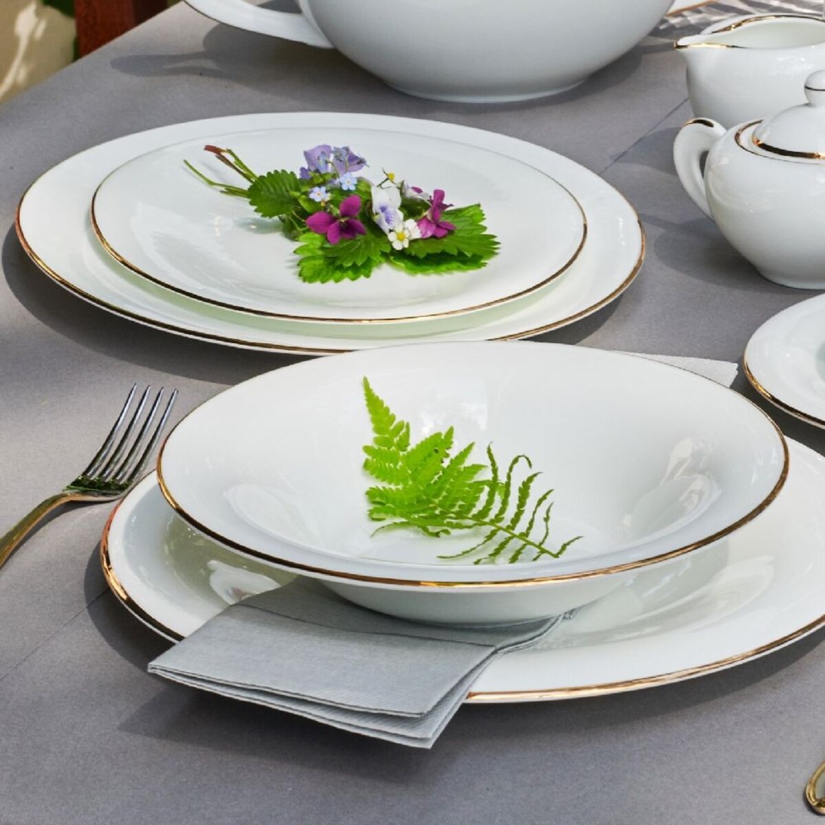 VILLA ITALIA Serwis obiadowy porcelanowy na 12 osób NAOMI GOLD