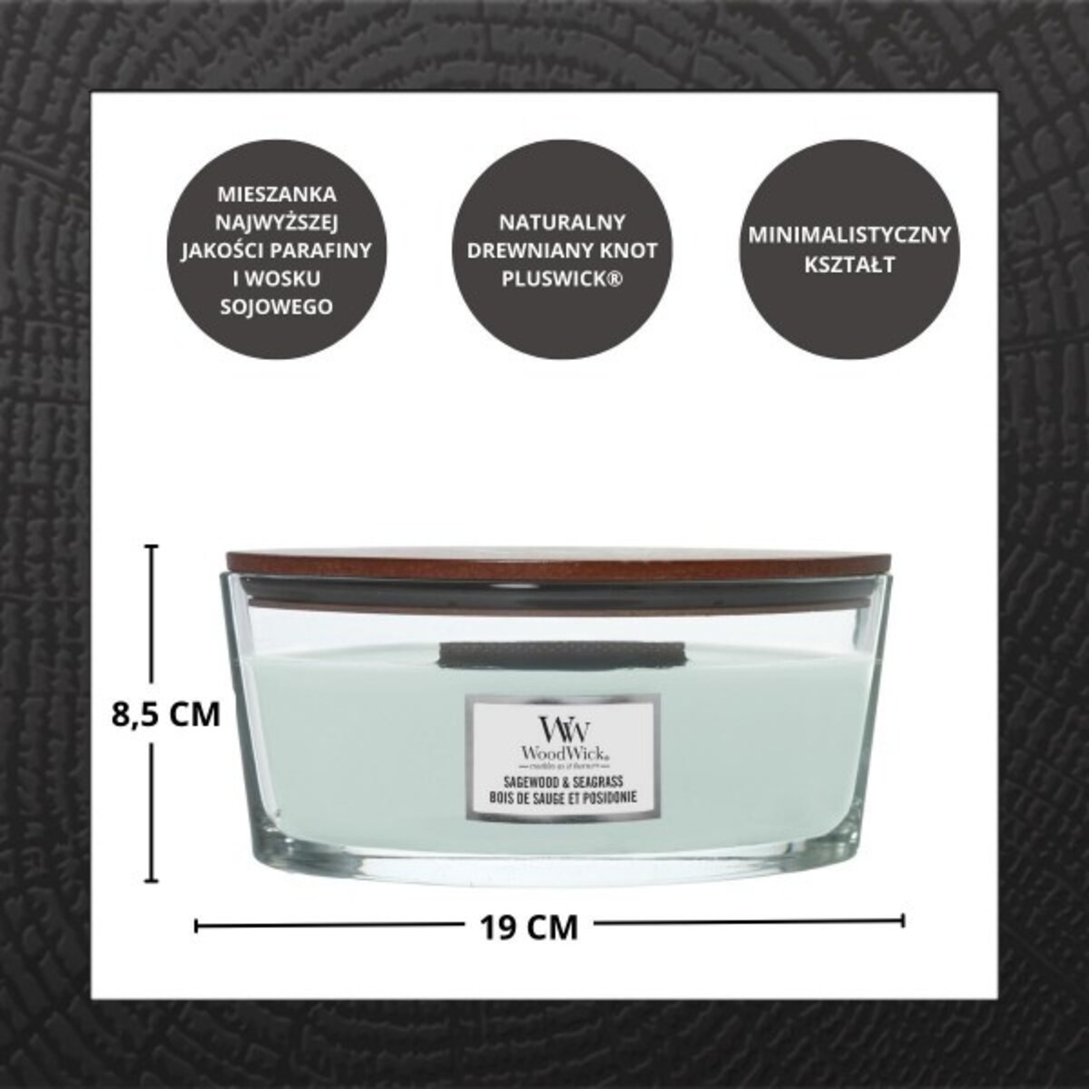 WoodWick świeca Elipsa SAGEWOOD & SEAGRASS