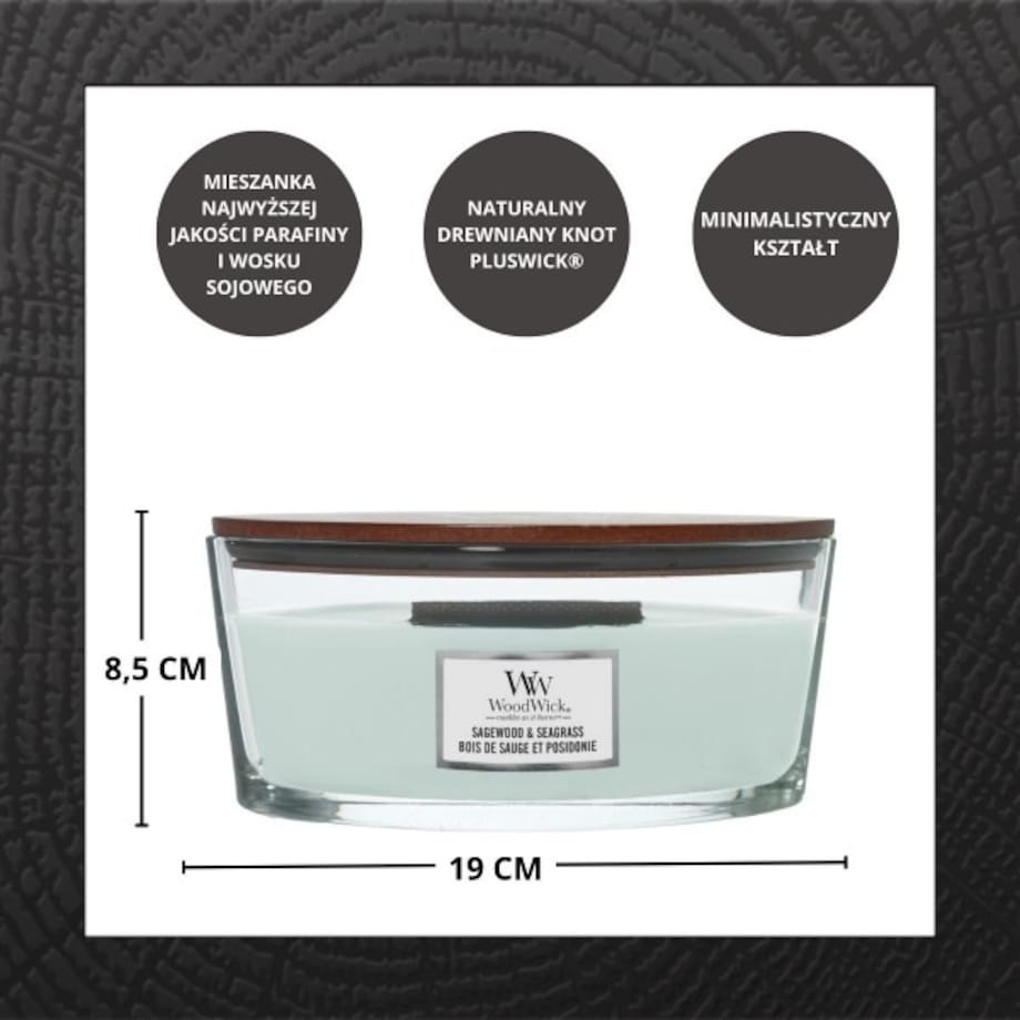 WoodWick świeca Elipsa SAGEWOOD & SEAGRASS