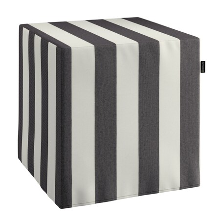 Pufa kostka, biało-grafitowe pionowe pasy (5,5cm), 40 x 40 x 40 cm, Quadro