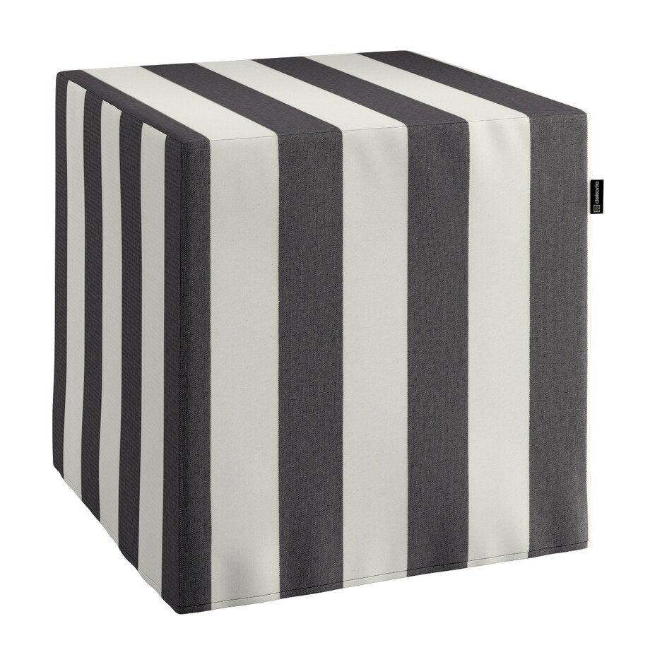 Pufa kostka, biało-grafitowe pionowe pasy (5,5cm), 40 x 40 x 40 cm, Quadro