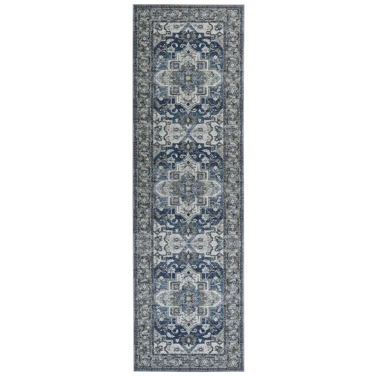 Dywan 60 x 200 cm szary z niebieskim KOTTAR