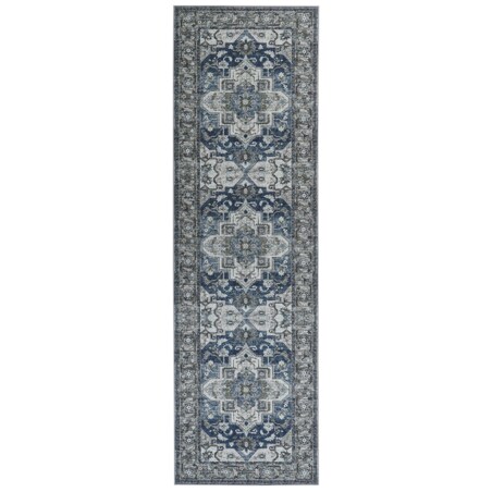 Dywan 60 x 200 cm szary z niebieskim KOTTAR