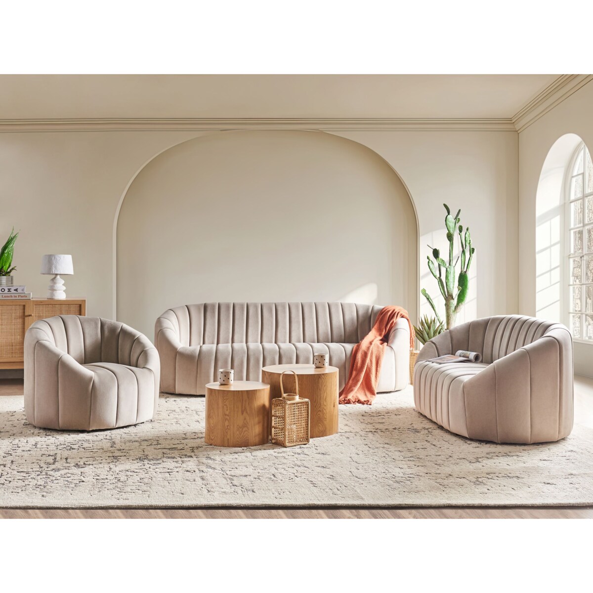 Sofa 2-osobowa welurowa beżowa MALUNG