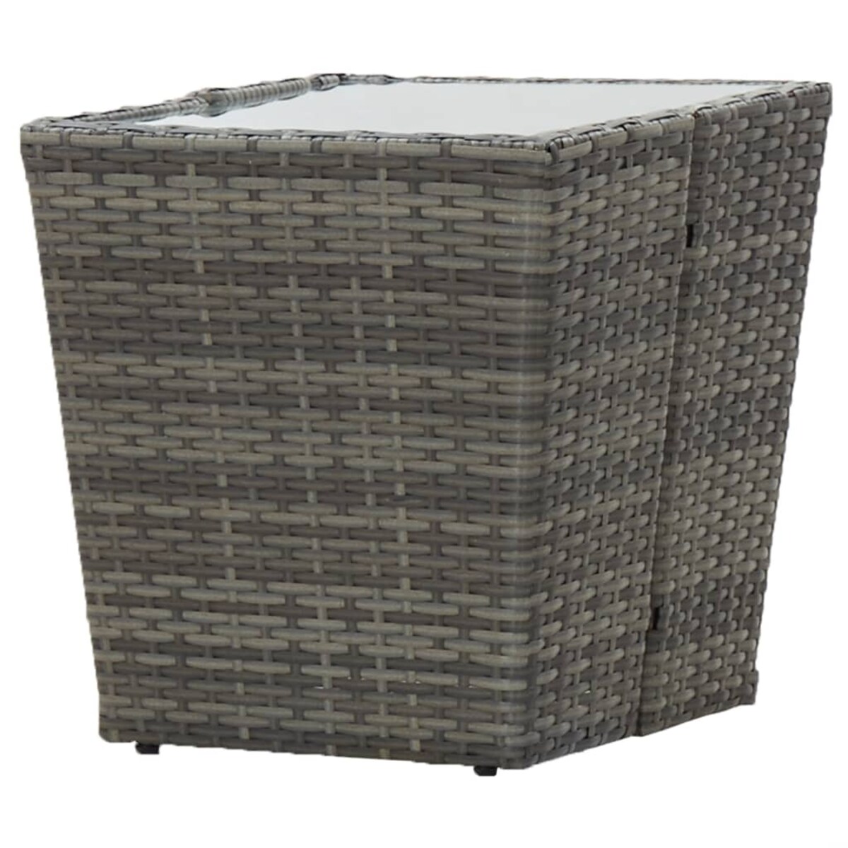 vidaXL Stolik herbaciany, szary, 41,5x41,5x43 cm, rattan PE i szkło
