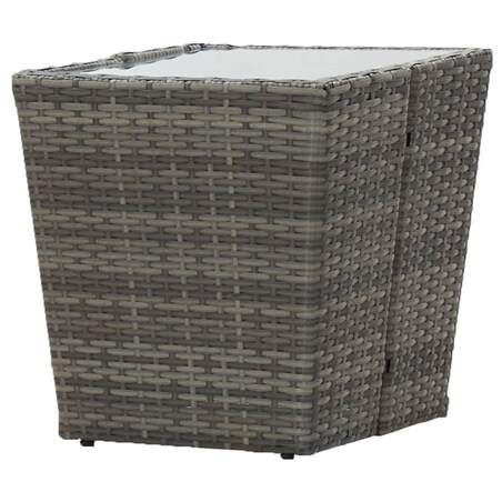 vidaXL Stolik herbaciany, szary, 41,5x41,5x43 cm, rattan PE i szkło