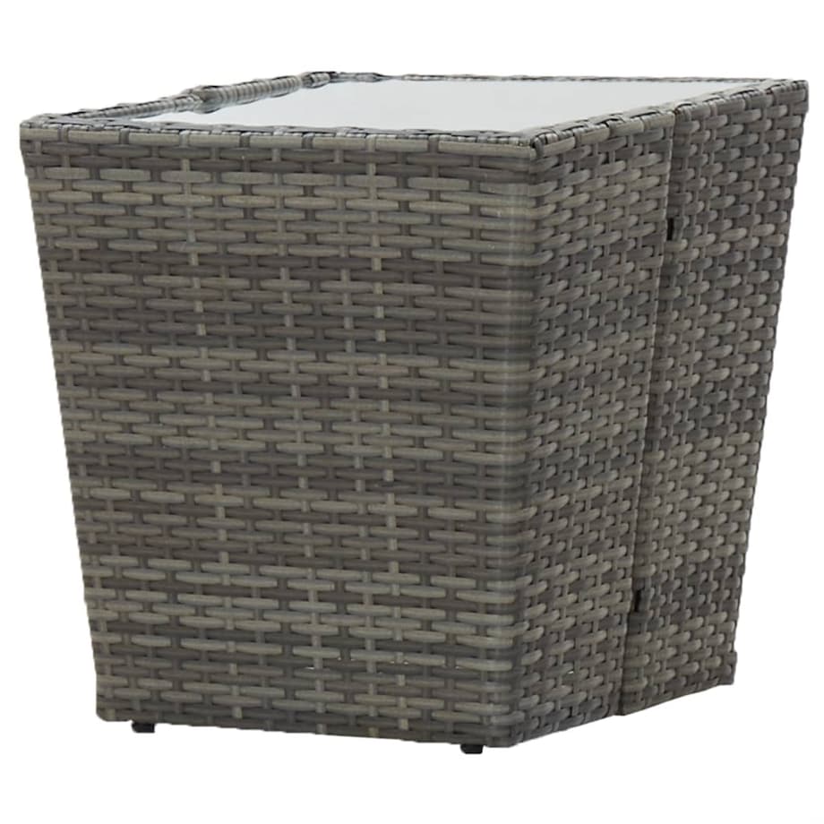 vidaXL Stolik herbaciany, szary, 41,5x41,5x43 cm, rattan PE i szkło