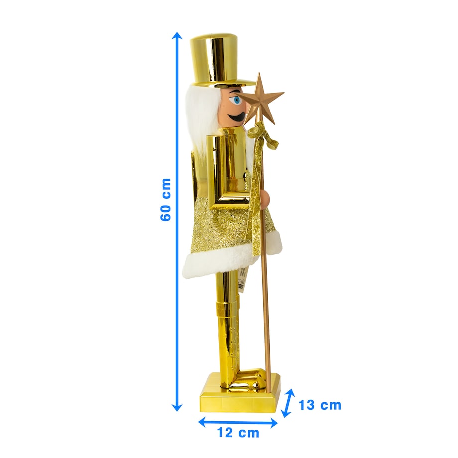 Figurka Dziadek Do Orzechów 60 Cm Boże Narodzenie Złoty Czapka Płaska
