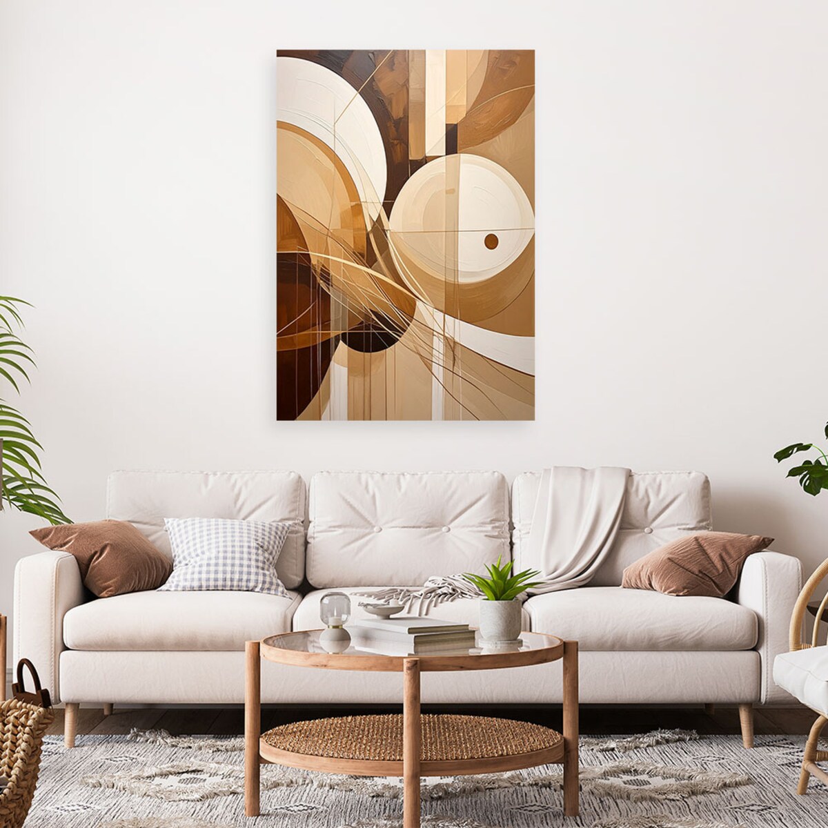 Obraz do salonu sypialni kuchni, Abstrakcyjne kształty w odcieniach brązu