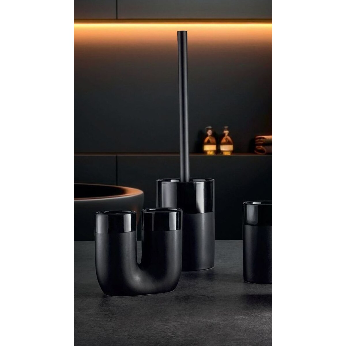 Kleine Wolke Deep Kubek na 2 szczoteczki do zębów ceramika czarny mat i połysk