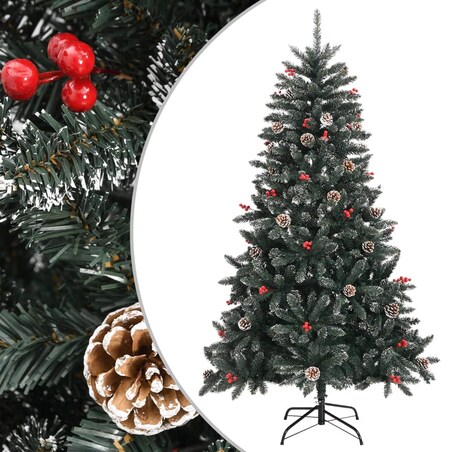 vidaXL Sztuczna choinka ze stojakiem, zielona, 150 cm, PVC