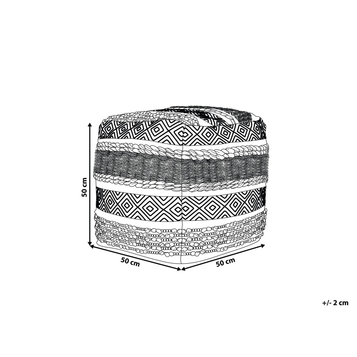 Puf 50 x 50 x 50 cm kremowy KANAM