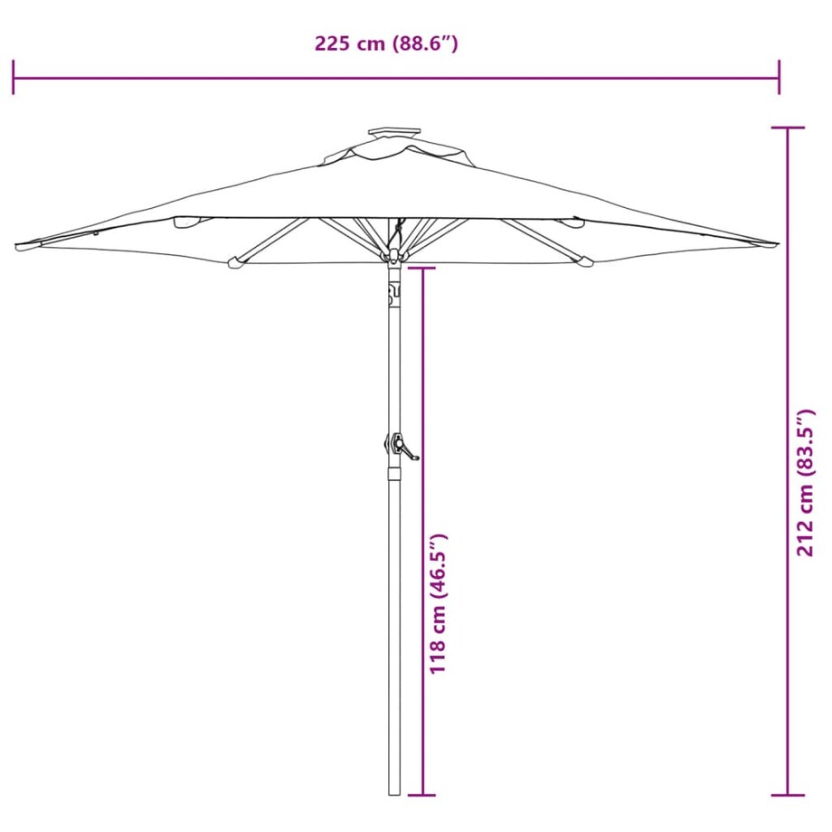 vidaXL Parasol ogrodowy na stalowym słupku, lazurowy, 225x225x212 cm