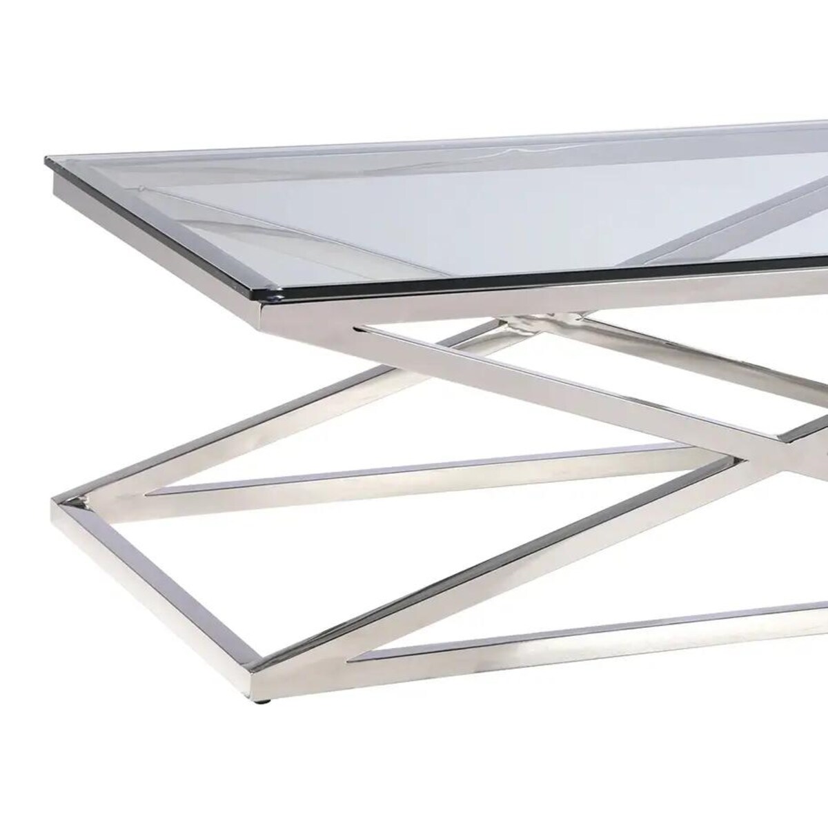 Stolik kawowy do sypialni New Yorker NY-CT1407S Cosmolight srebrny przezroczysty