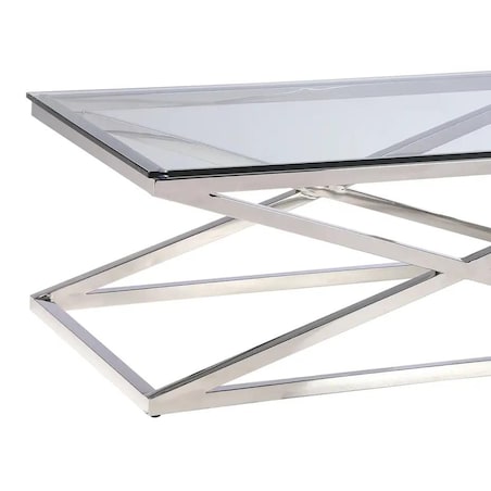 Stolik kawowy do sypialni New Yorker NY-CT1407S Cosmolight srebrny przezroczysty