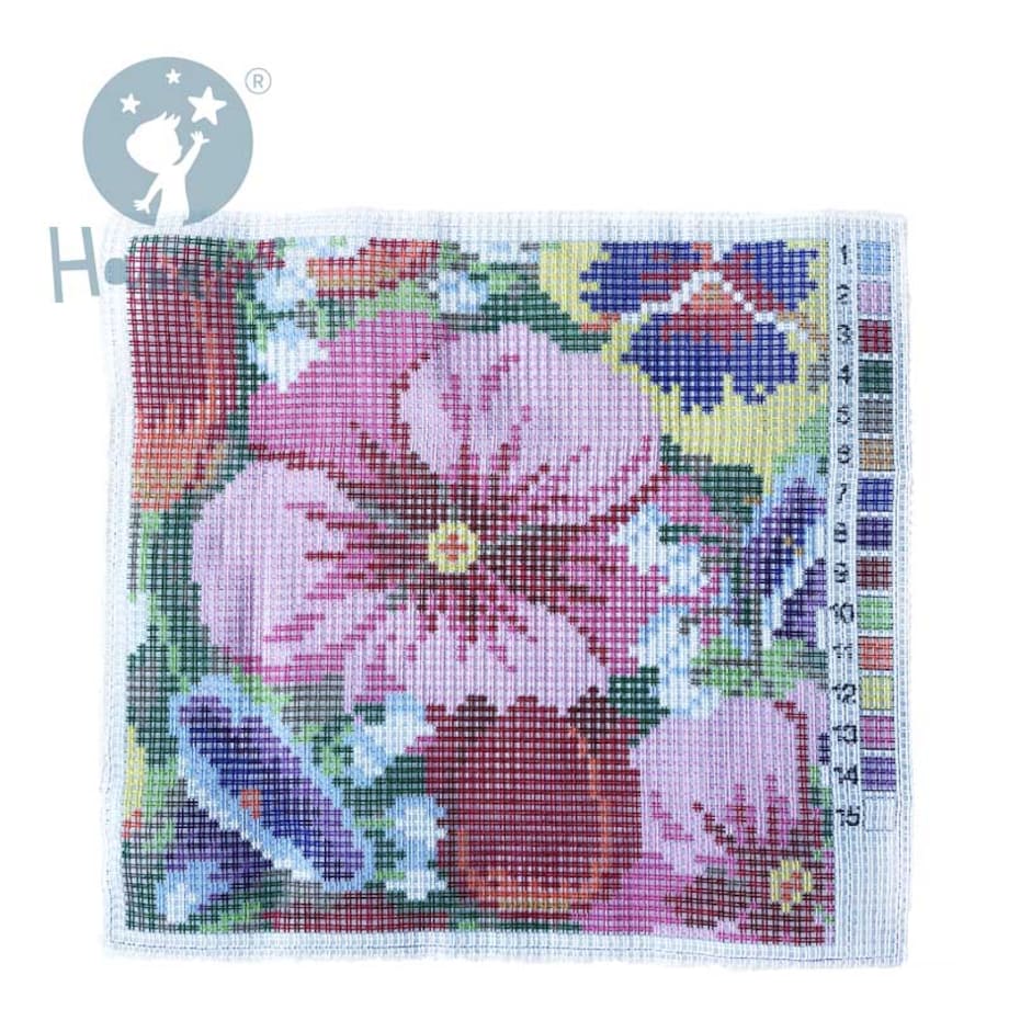 Haft krzyżykowy - Poduszka Bratki