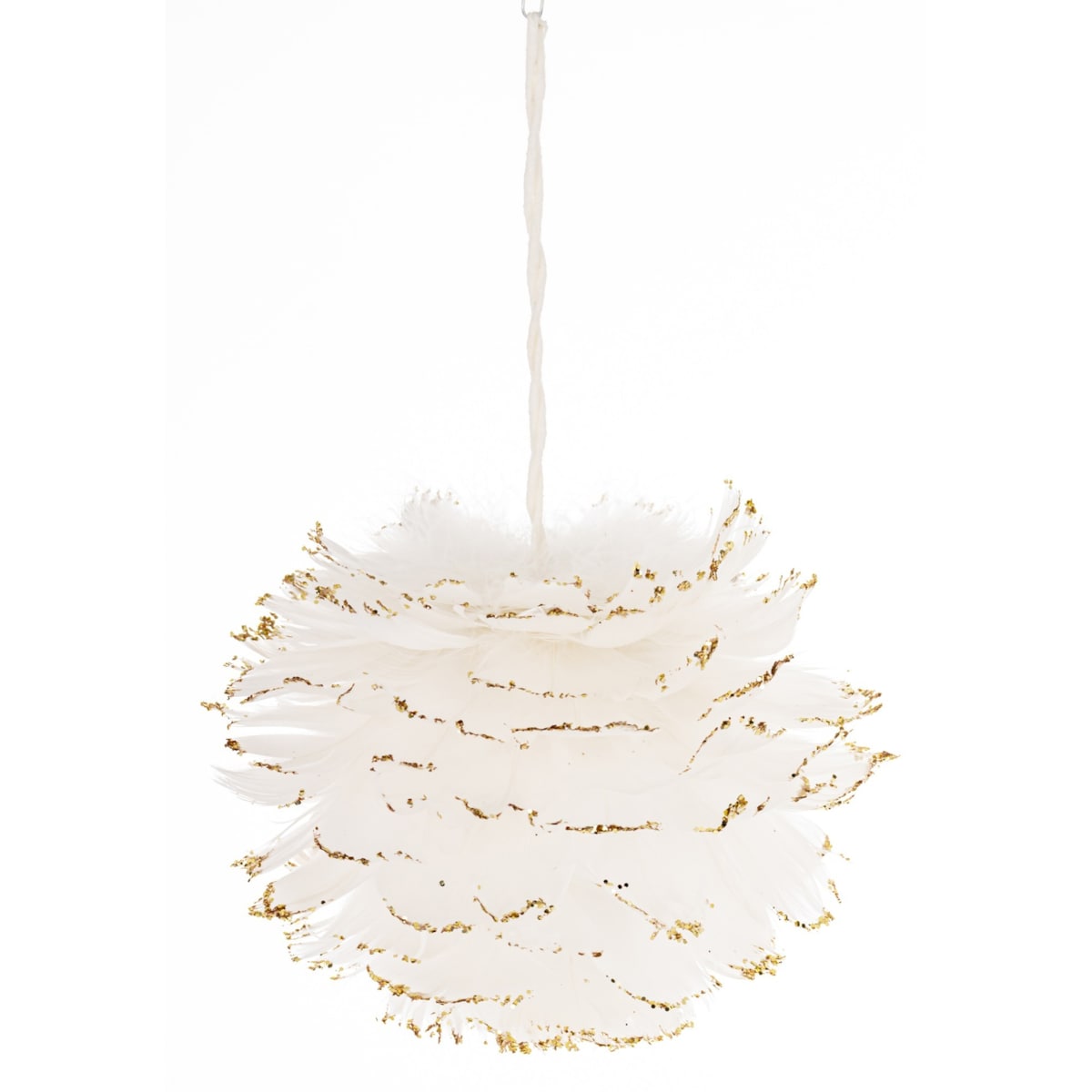 Zawieszka świąteczna, biała z tkaniny Ø 15 cm