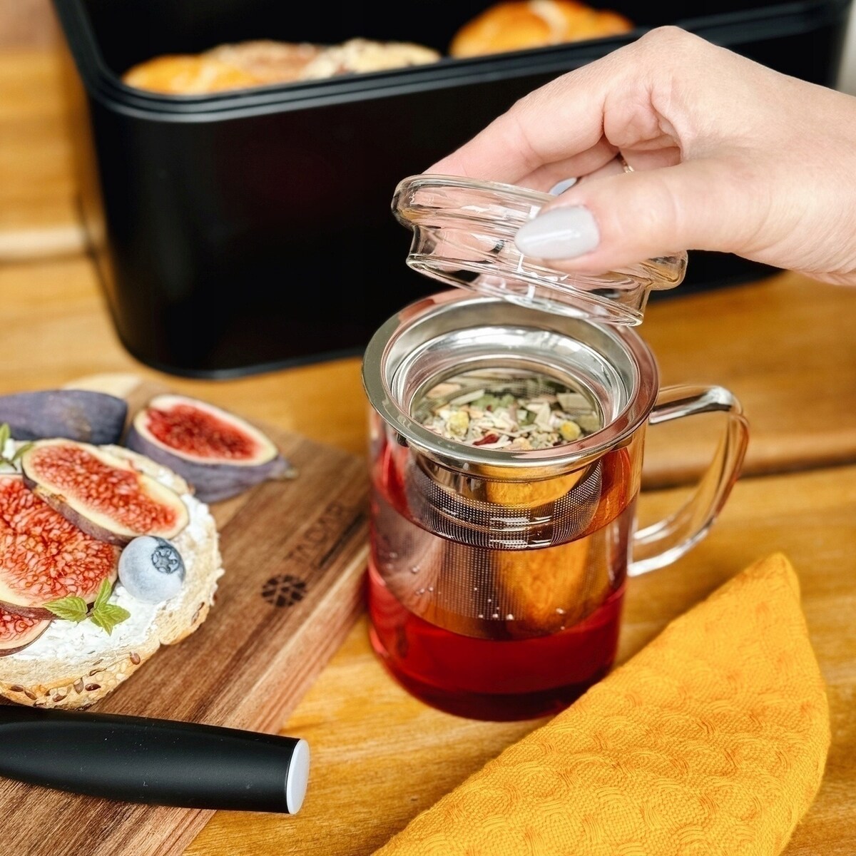 Kubek SZKLANKA z sitko zaparzaczem nierdzewnym 350 ml na herbatę zioła