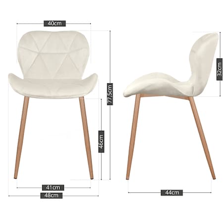 Krzesło tapicerowane welurowe beżowe jasne nogi do salonu