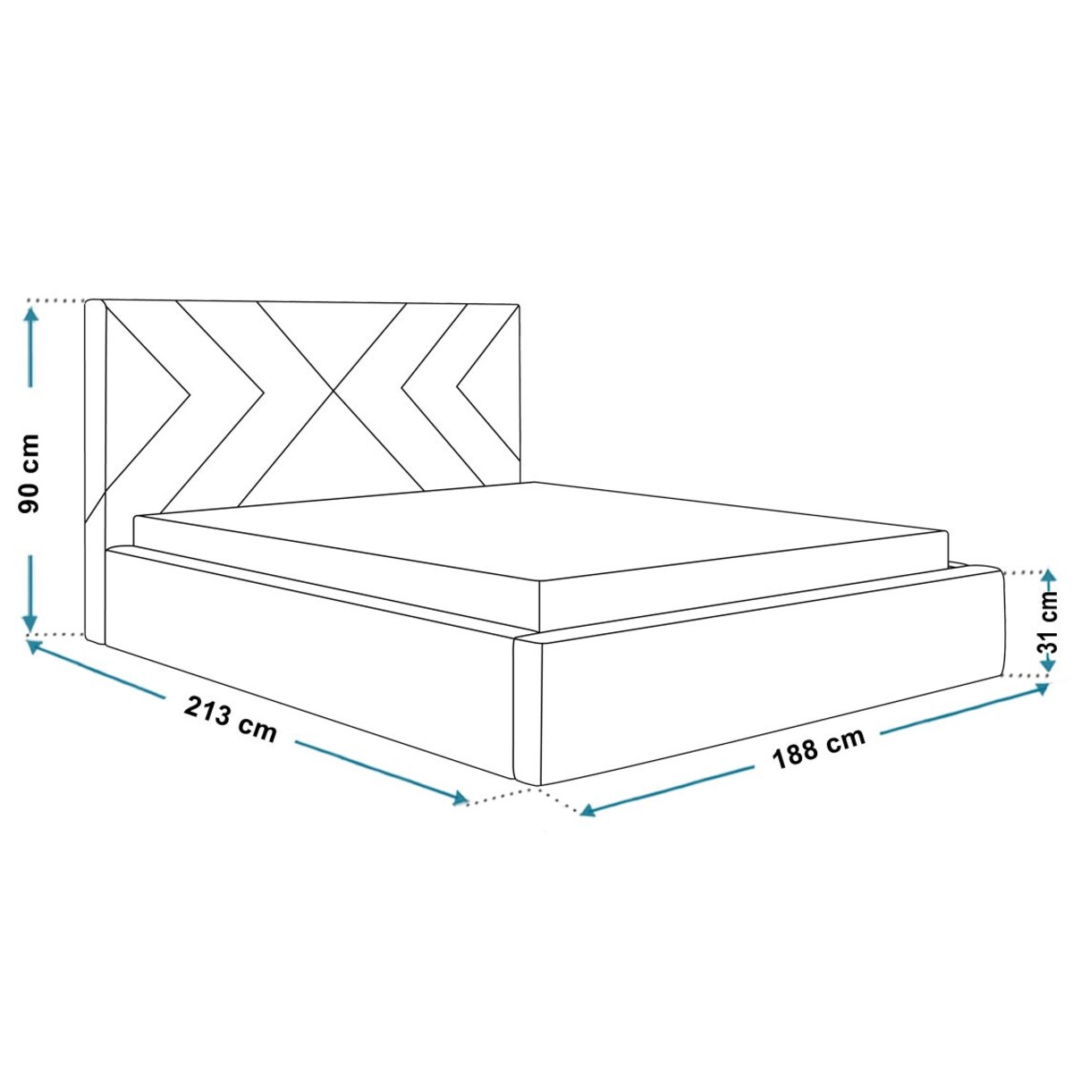 Łóżko sypialniane 180x200 OLDO 1 tapicerowane, tkanina hydrofobowa-szare