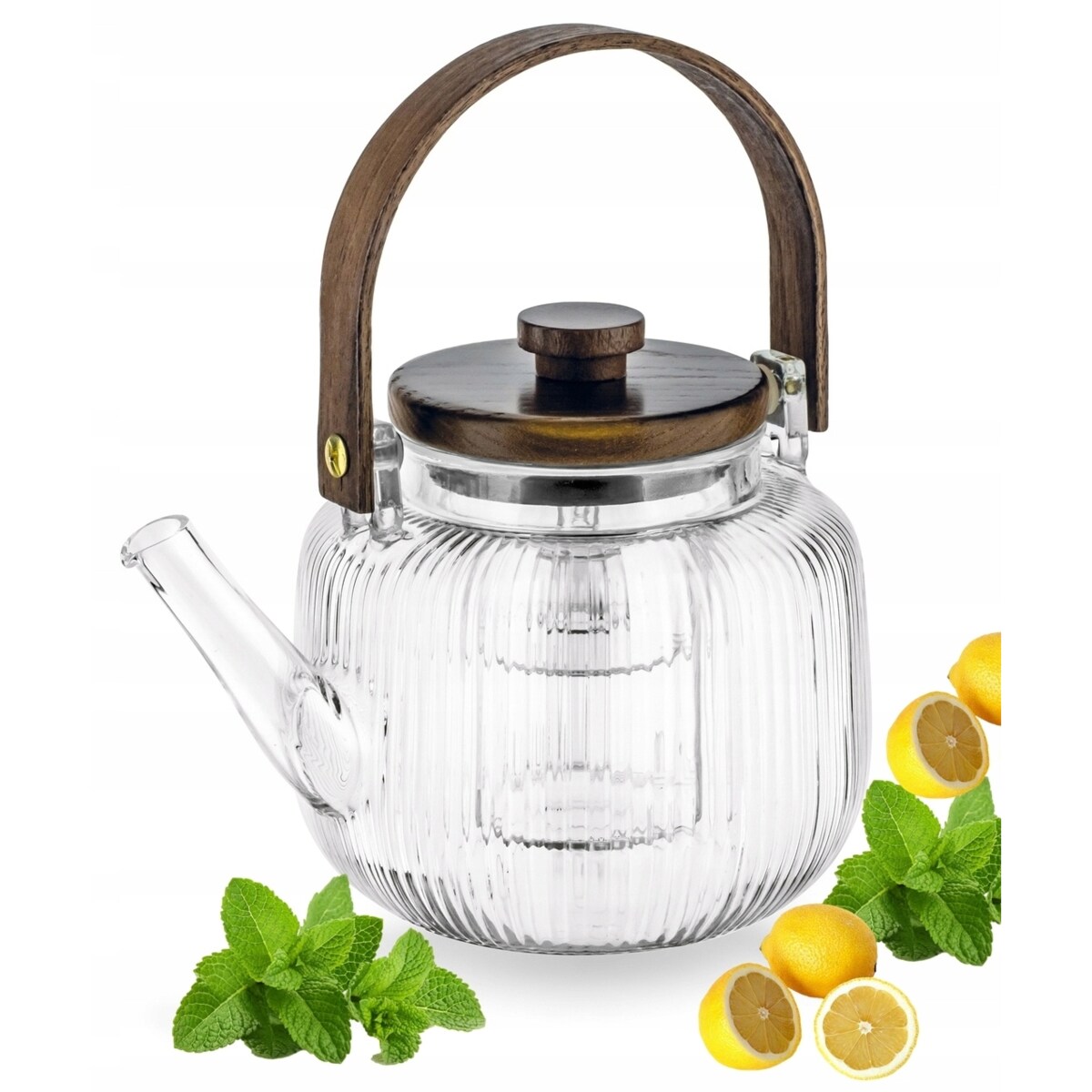 Dzbanek do herbaty ZIOŁA ze szklanym zaparzaczem w środku 1L rączka box