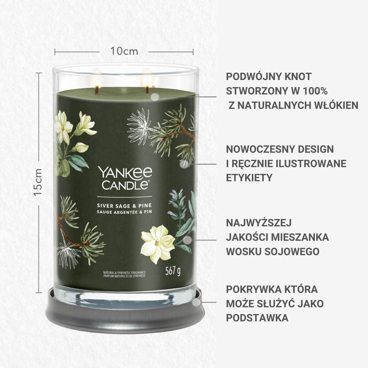 YC SIGNATURE - Tumbler duży SILVER SAGE & PINE