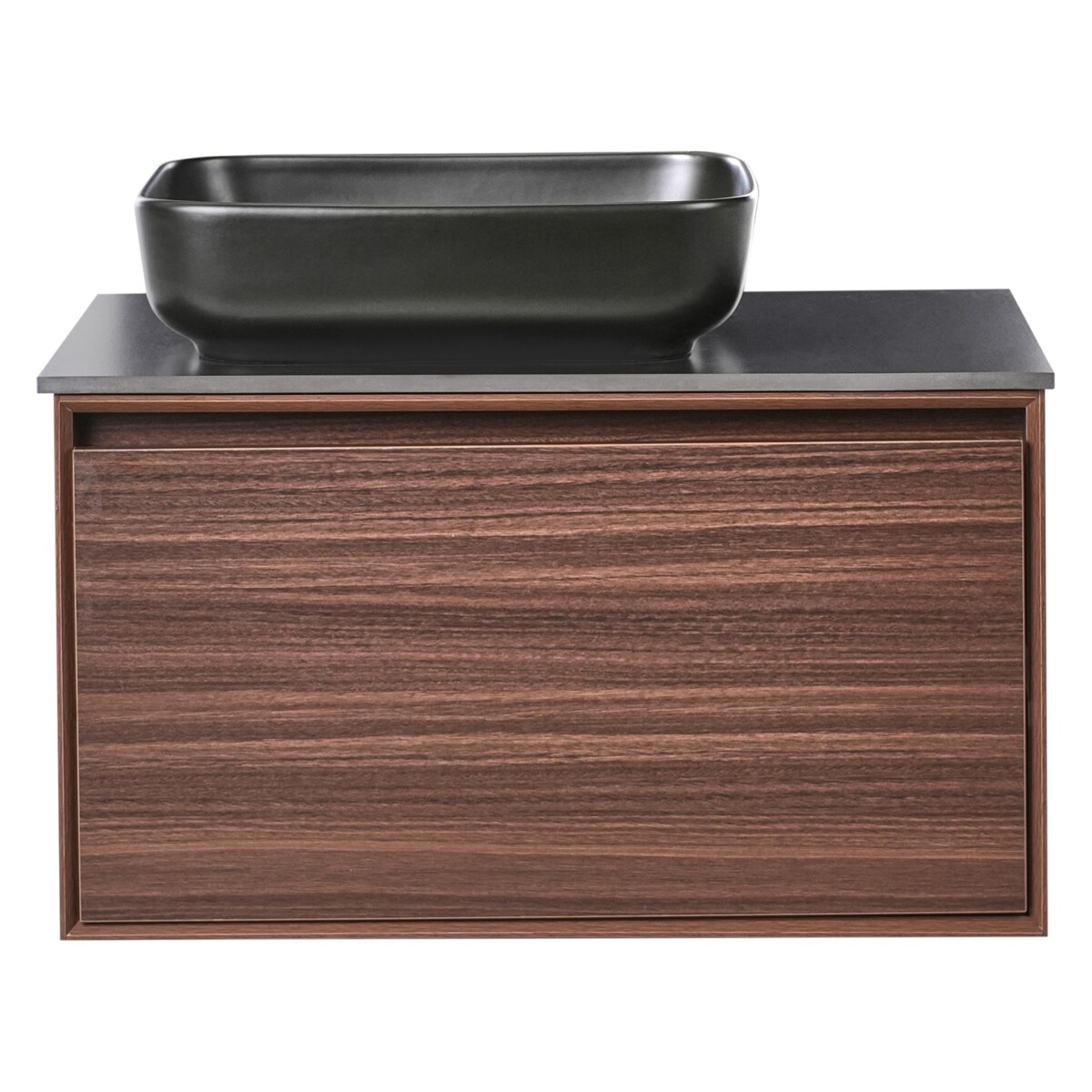 Szafka łazienkowa wisząca z umywalką ARICA 80 cm Ciemnobrązowy