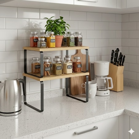 Półki Kuchenne 2 Szt w nowoczesnym stylu dąb artisan, czarny