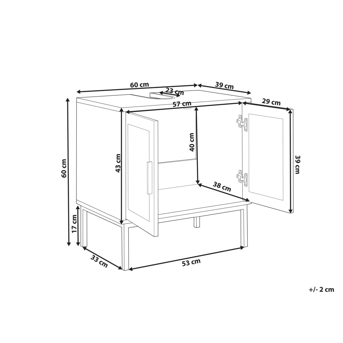Szafka pod umywalkę ROSELL MDF Jasne drewno