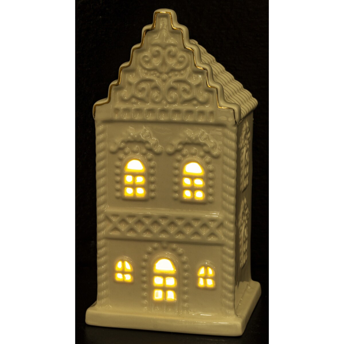 Ceramiczny biały domek LED 15,5x8 cm ADANIK