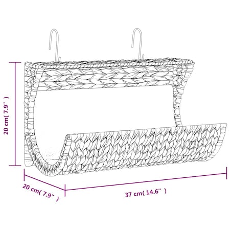 vidaXL Legowisko dla kota z poduszką, hiacynt wodny, 37x20x20 cm