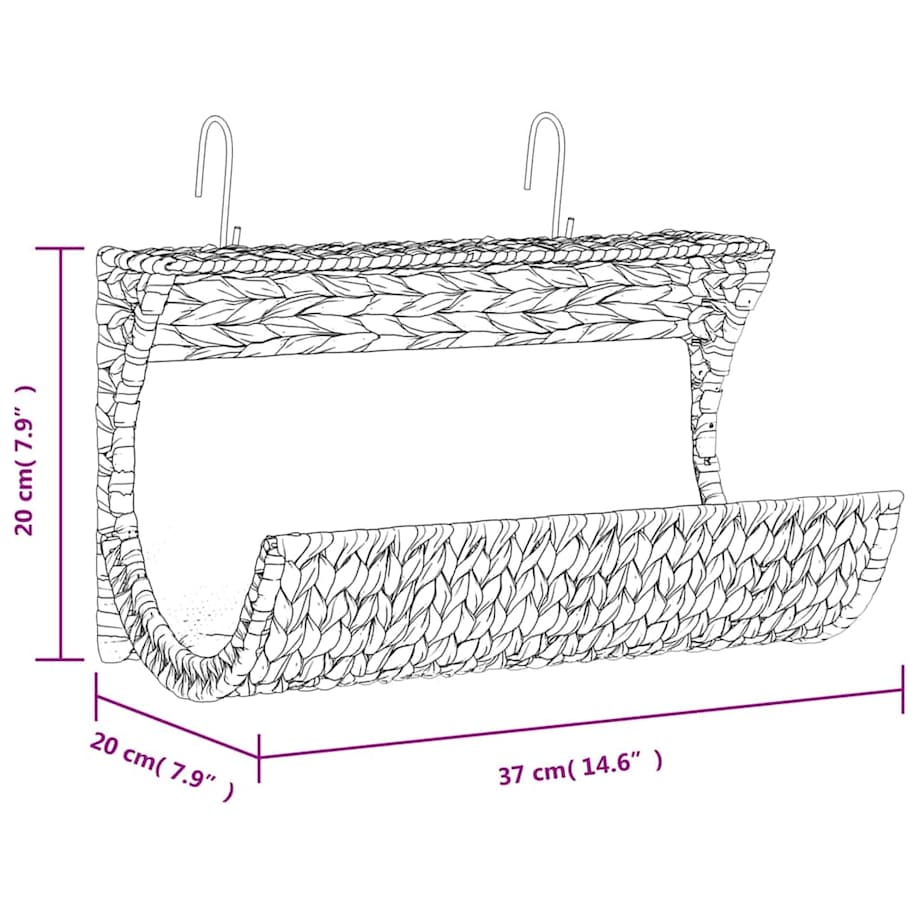 vidaXL Legowisko dla kota z poduszką, hiacynt wodny, 37x20x20 cm