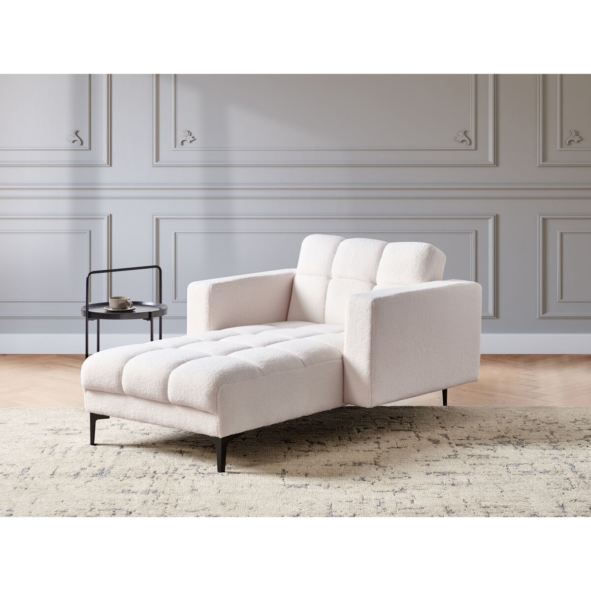 Szezlong boucle biały ALNES