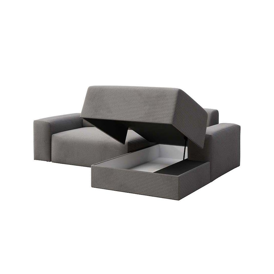 Villet Sofa narożna prawa z funkcją spania i pojemnikiem szara