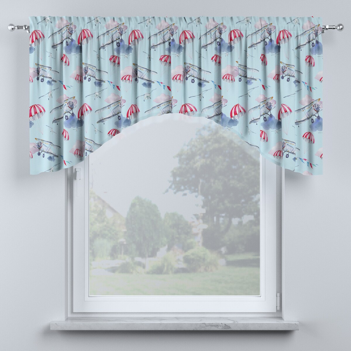 Lambrekin łuk 150x75 niebiesko-różowy