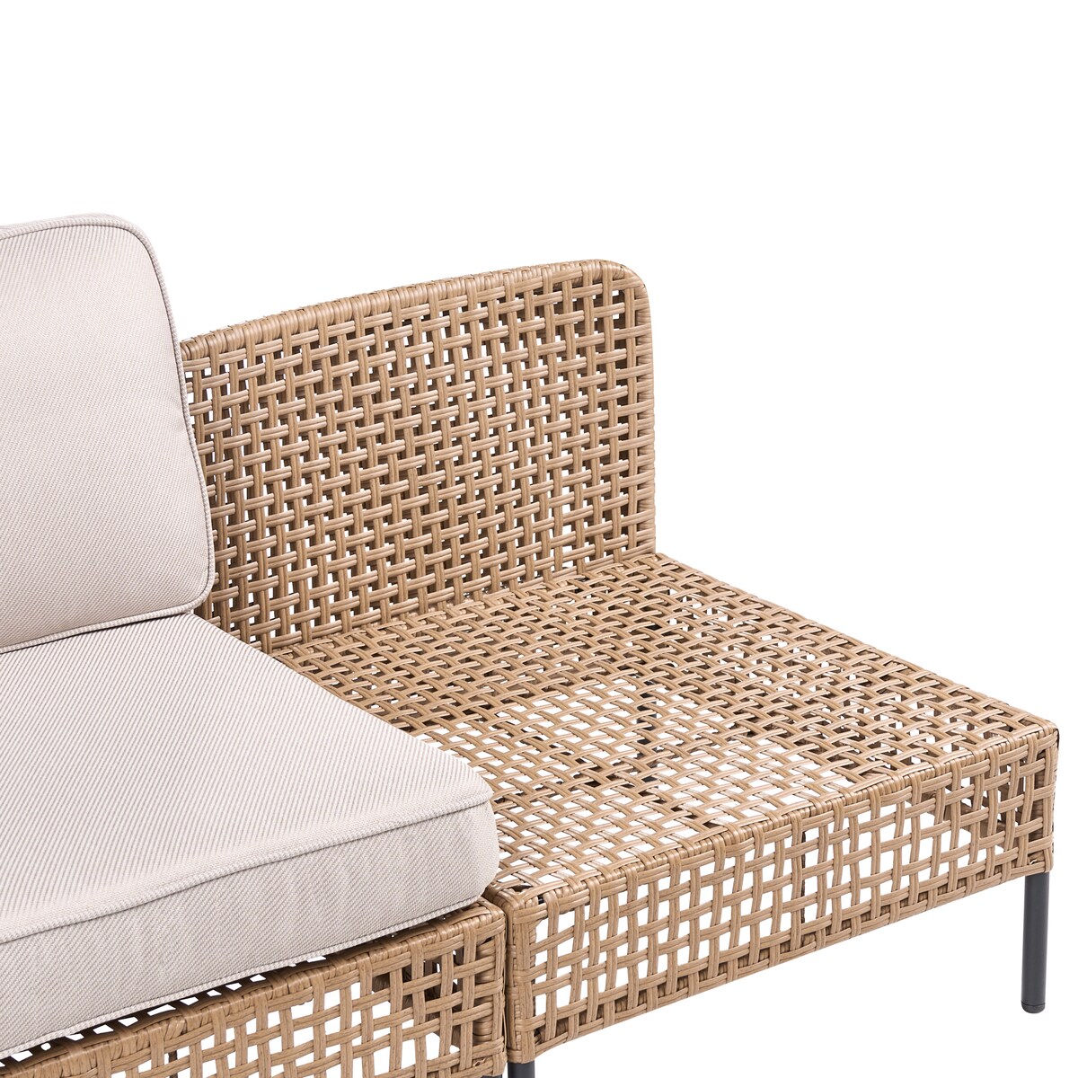 Sofa ogrodowa dla 2 osób OMEGANA Bez podłokietników Technorattan Jasnobeżowy